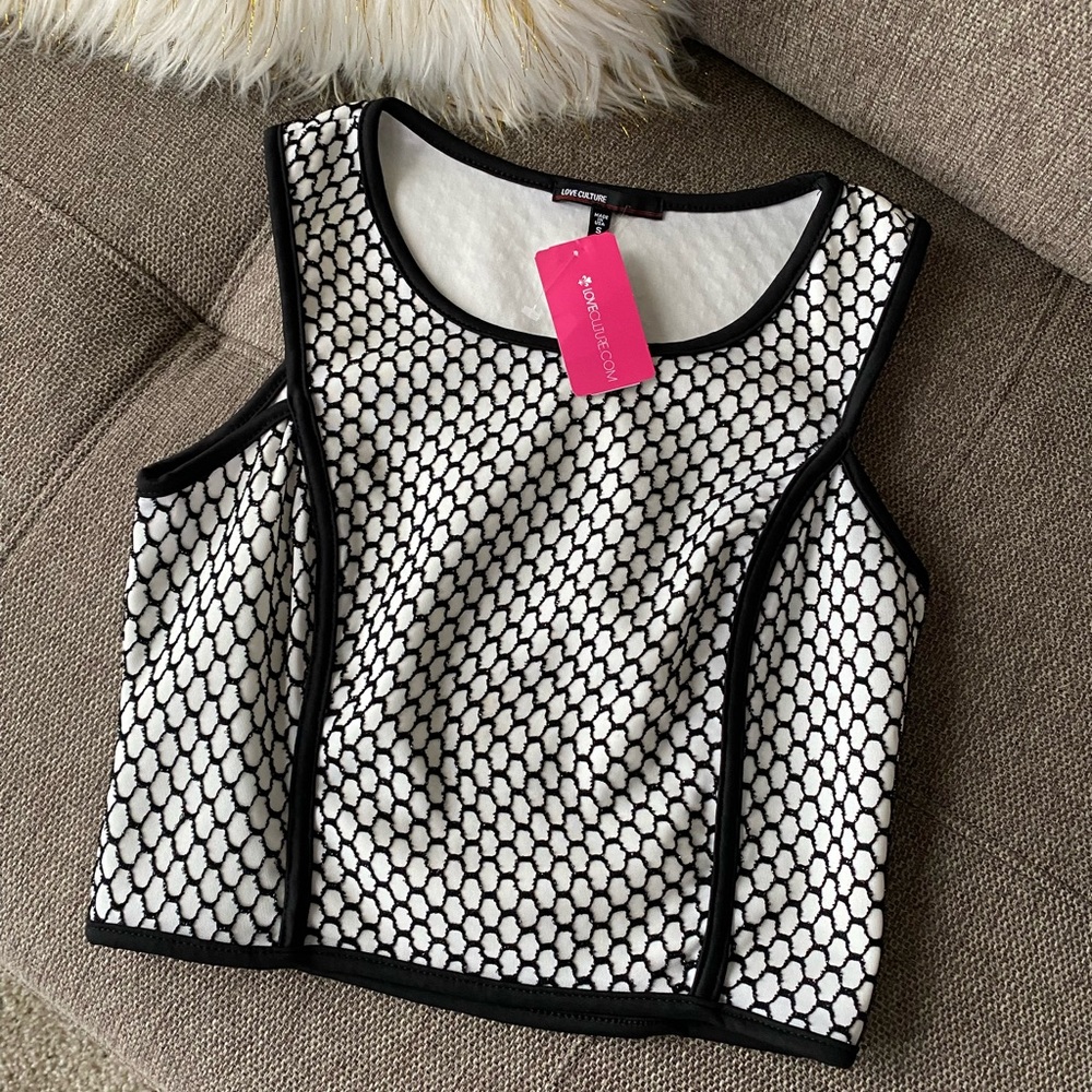 Love Culture Black and White Crop Top